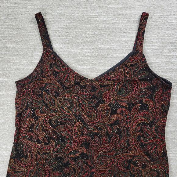 Vtg Alex Evenings Tank Jacket Set XL Paisley Slinky Glitter Mother Of The Bride - Picture 10 of 16